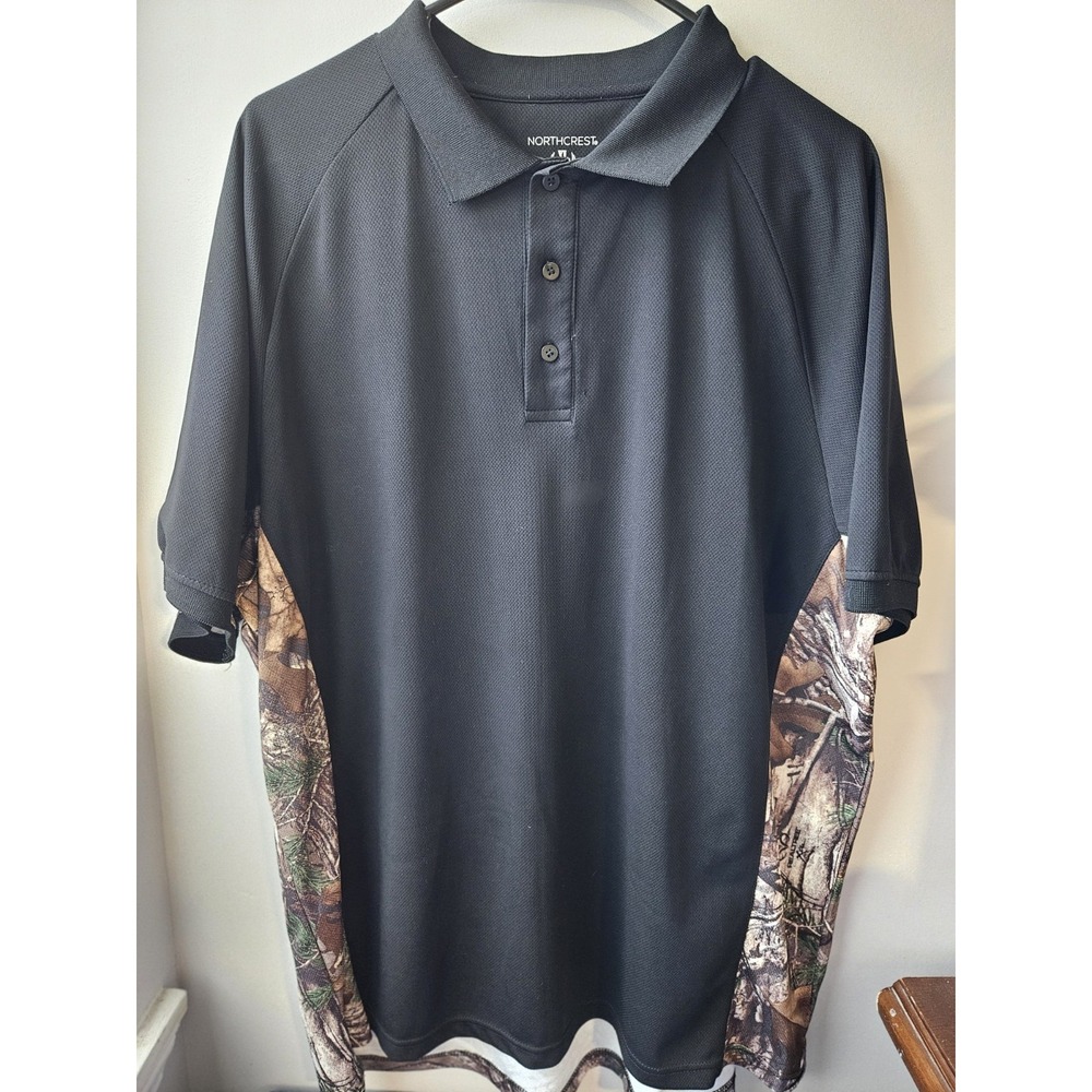 Northcrest‎ Realtree Camo Polo Shirt Men's XL Black Performance Hunting